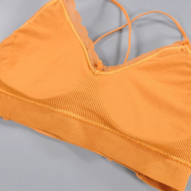 

7 Colors Bralette Fitness Lace Thin Shoulder Strap Underwear Women Anti-light Shockproof Push Up Bra