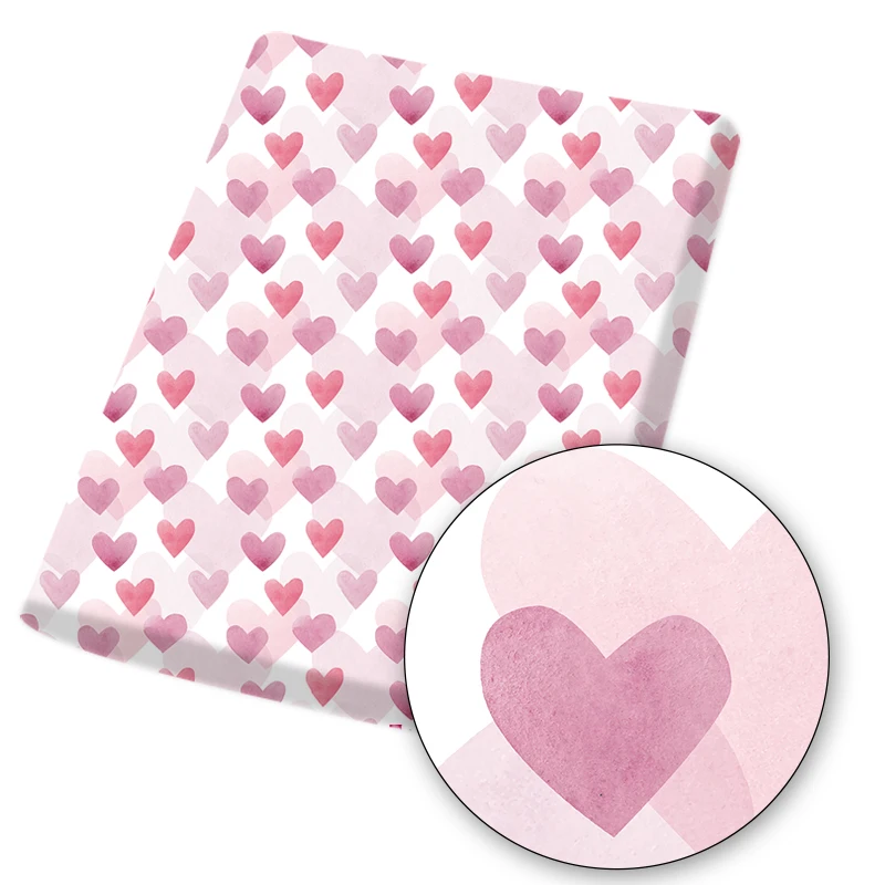 1 шт. Полиэстеровая хлопчатобумажная ткань с принтом в виде сердца 45x145 см | Дом и