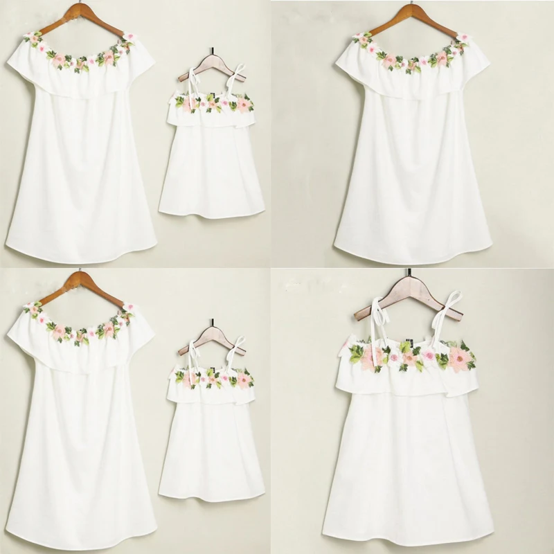 Платье Pudcoco с открытыми плечами для мамы и дочки сарафан семьи Цветочная