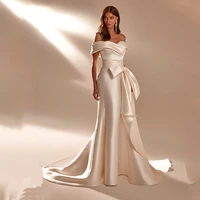 uettey charming sleeveless mermaid wedding dresses satin off shoulder detachable bow bridal gowns 2021 vestidos de noivas