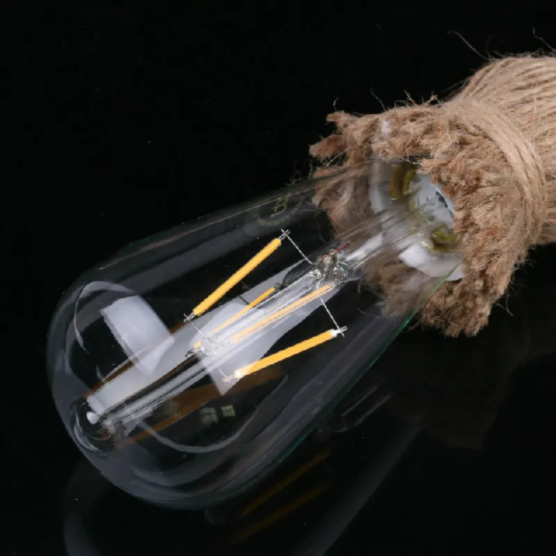 Светодиодный Ретро креативный подвесной светильник из пеньковой веревки для