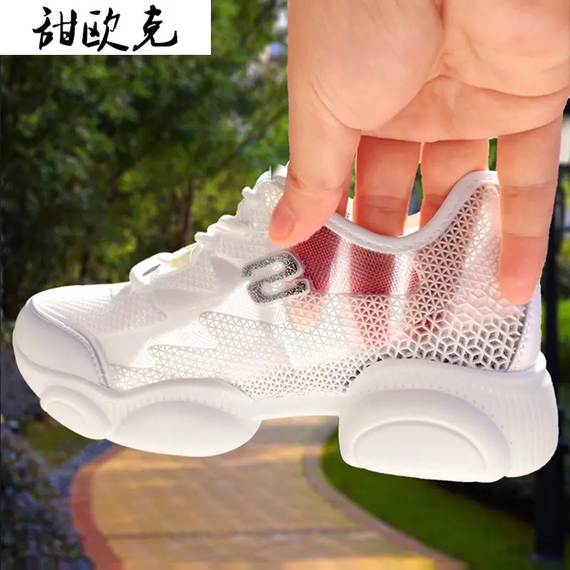 

2021 Spring Women Vulcanized Shoes Fashion Breathable Mesh Sneakers Lace-up Platform Casual Shoes Zapatos De Mujer Shoes Woman