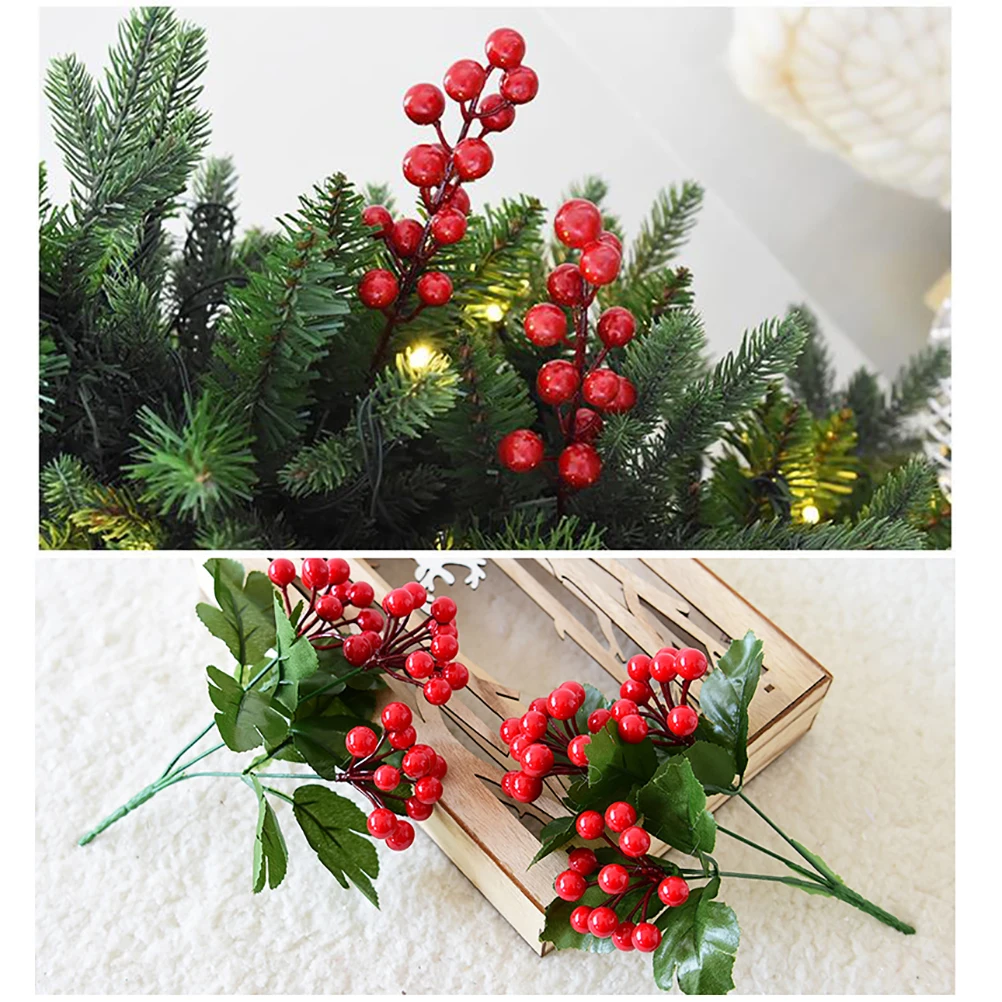 Украшения для рождественской елки искусственные рождественские красные ягоды