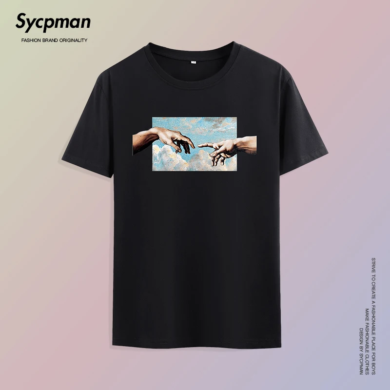 

Short-sleeved T-shirt men's printed personalized pattern creative summer clothes cotton round collar top