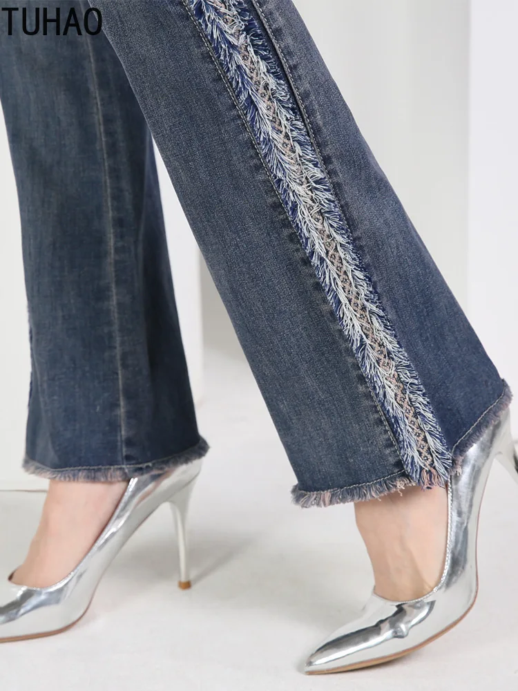 

TUHAO 2020 Spring Summer Women Cropped Skinny Jeans Retro Style Women's Jeans Washed Denim Jeans Office Lady OL Clothes WM12