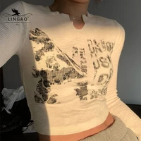 2021 women knitted crop top vintage aesthetic letter printed long sleeve t shirts sexy slim fit tee tops streetwear %d1%82%d0%be%d0%bf %d0%b6%d0%b5%d0%bd%d1%81%d0%ba%d0%b8%d0%b9