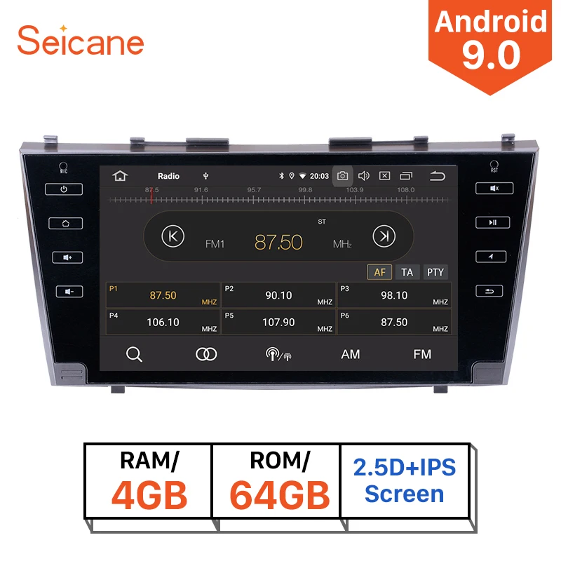 Автомобильный мультимедийный плеер Seicane 8 дюймов на Android 9 0 с камерой заднего вида