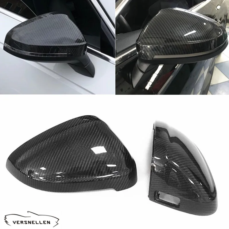 

Пара боковых зеркал для Audi B9 A4 2016-2018 A5 S5 2016, настоящие крышки зеркала из углеродного волокна 1:1, оригинальная замена