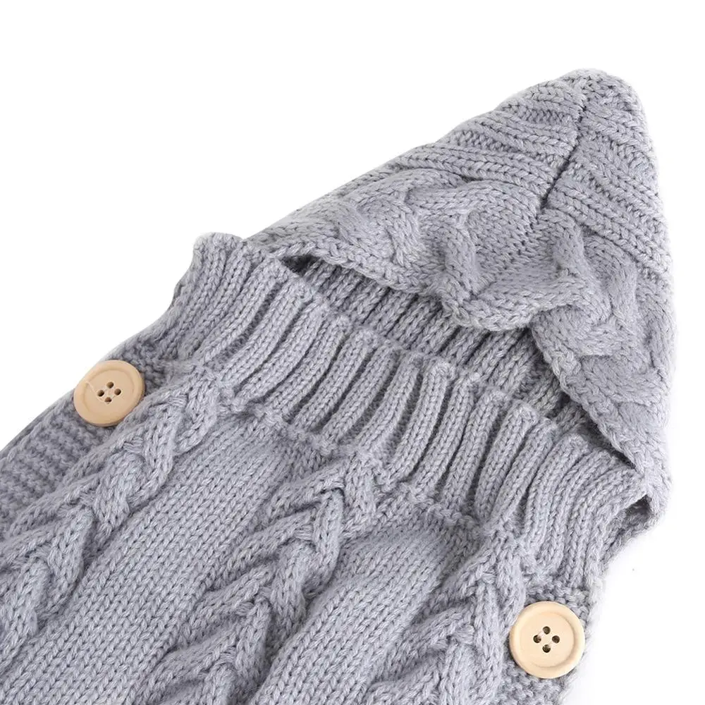 Милые вязаные крючком спальные мешки с капюшоном для новорожденных зимнее