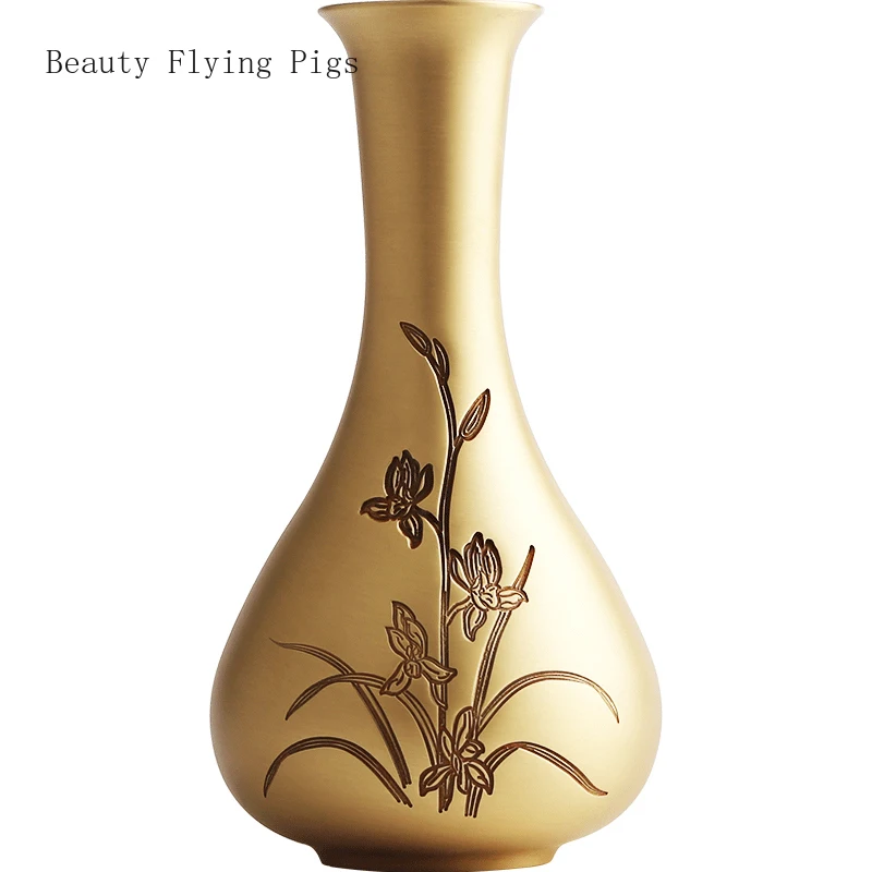 

Full copper engraving pattern vase home decoration living room vase decoration modern simple flower arrangement decoration