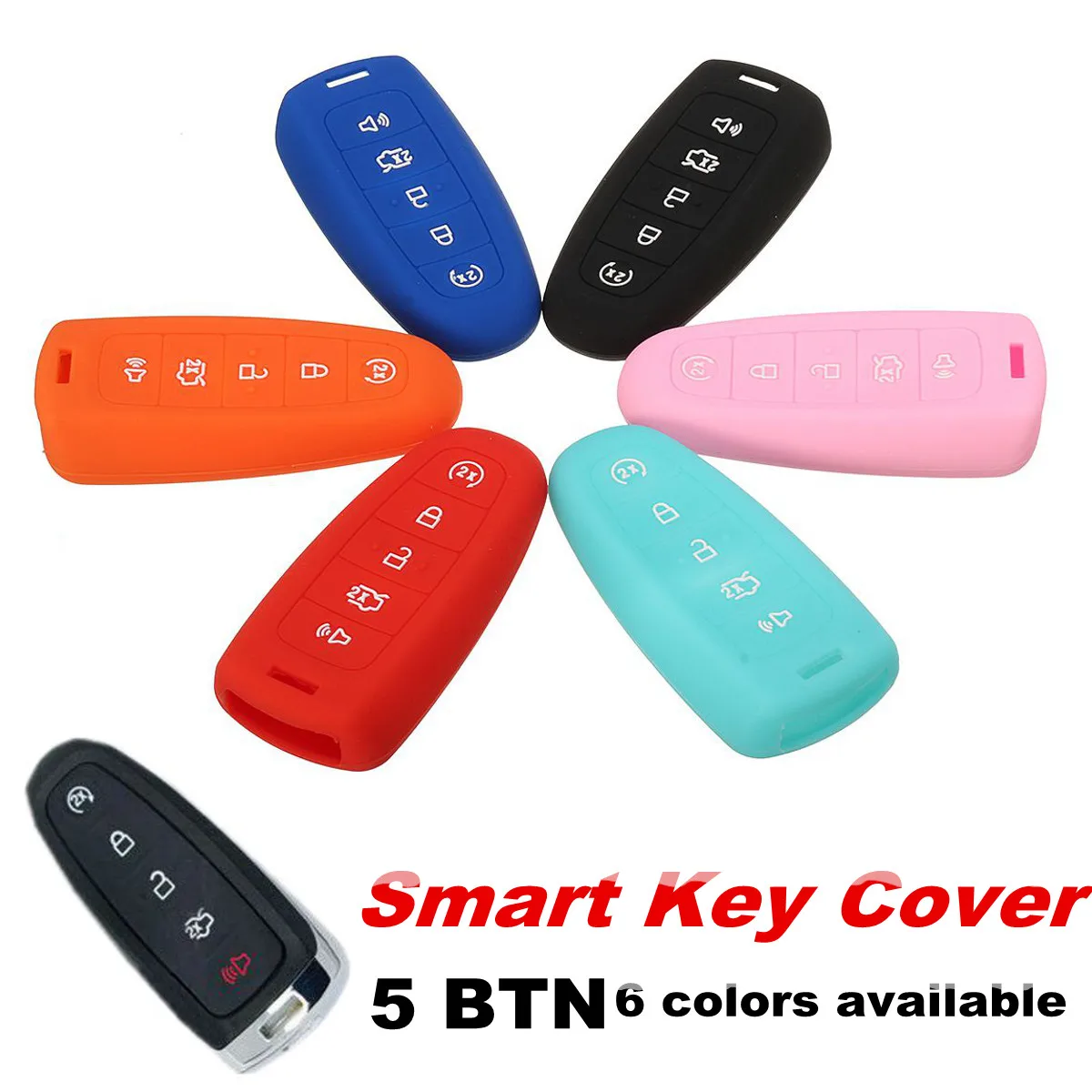 5 кнопочный силиконовый Автомобильный Брелок дистанционного управления с ключом