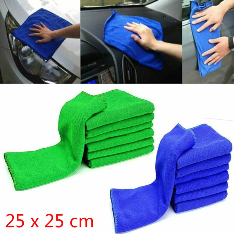 

10PCS Microfiber Car Cleaning Towel 25x25cm Automobile Motorcycle Washing Glass Household Cleaning Towel