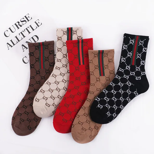 

Five pairs 2020 Hot Sale Casual Men and Women Socks New Socks fashion design Plaid Colorful Cotton Socks