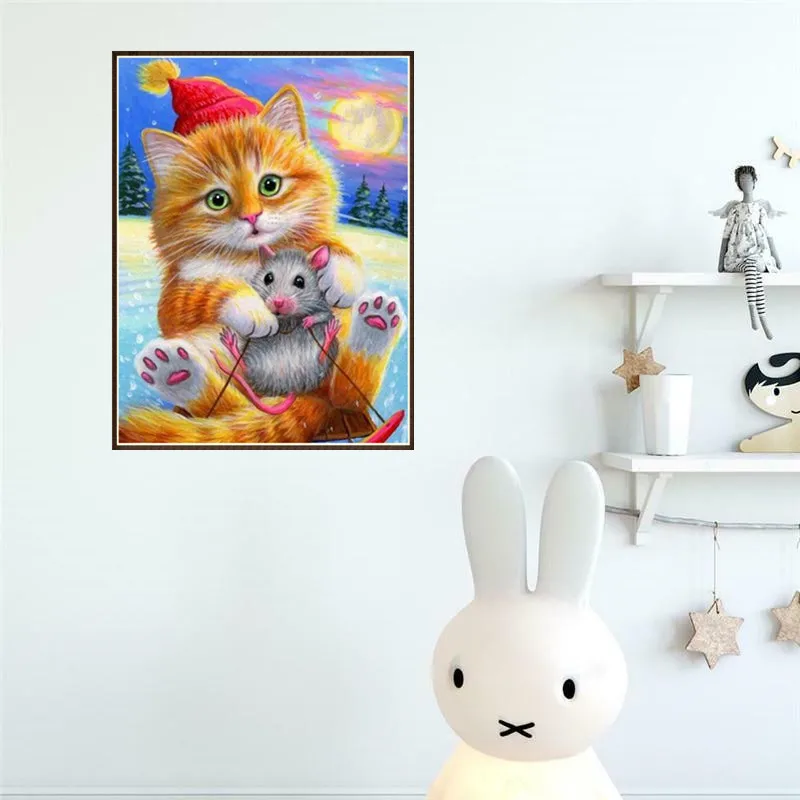 Алмазная 5D живопись полная мозаика с животными кошкой алмазная вышивка