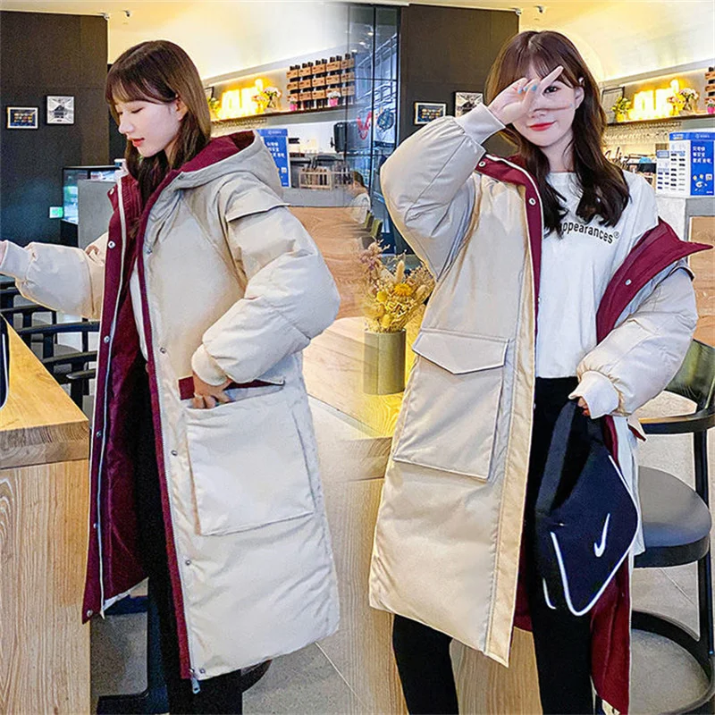 Women Mid-length Off-season Down Padded Jacket Padded Jacket 2022 Winter Female New Loose Fashion hooded  Warm Padded Coat A257