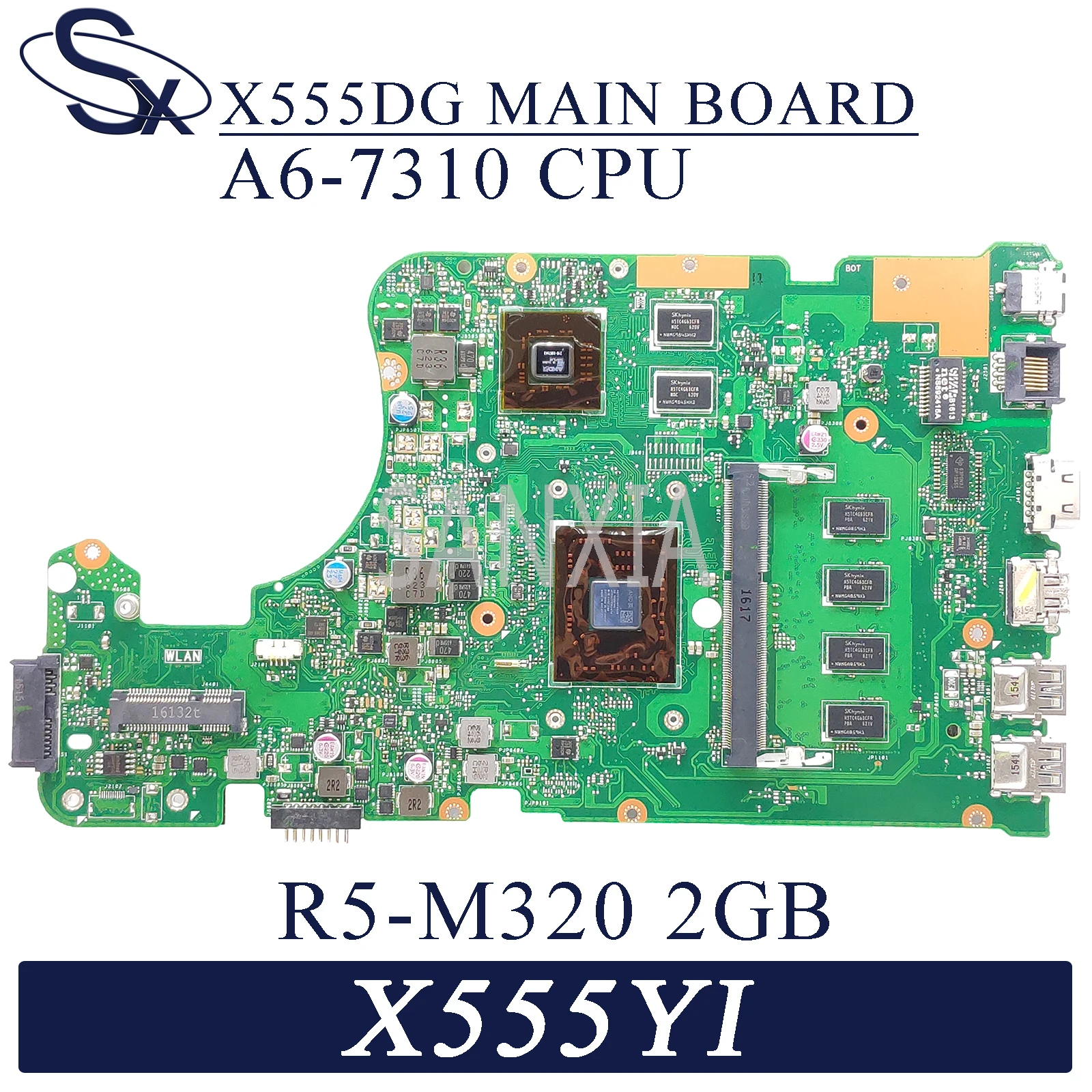 KEFU X555DG Laptop motherboard for ASUS X555YI X555Y X555D original mainboard 4GB-RAM A6-7310 CPU R5-M320