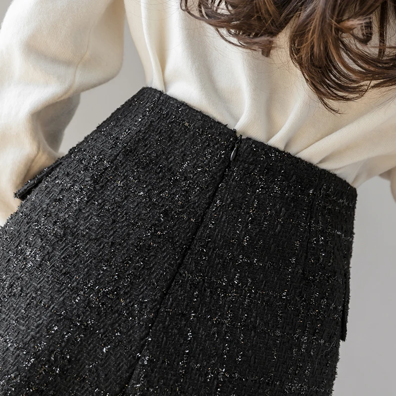 

Korean Tweed Shorts Skirts 2021 Autumn Winter Women's Irregular Slim Shorts Elegant Double Breasted Fake Pockets Shorts Feminino