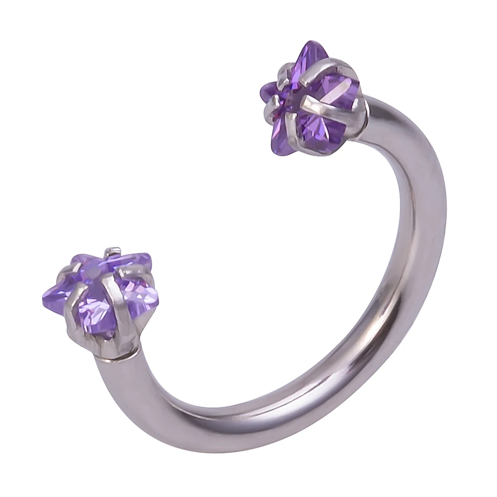 1pc Cubic Zirconia Nose Ring Septum Labret Eyebrow Helix Stud for Women Men 16g Steel Horseshoe Hoop BCR Body Piercing Jewelry