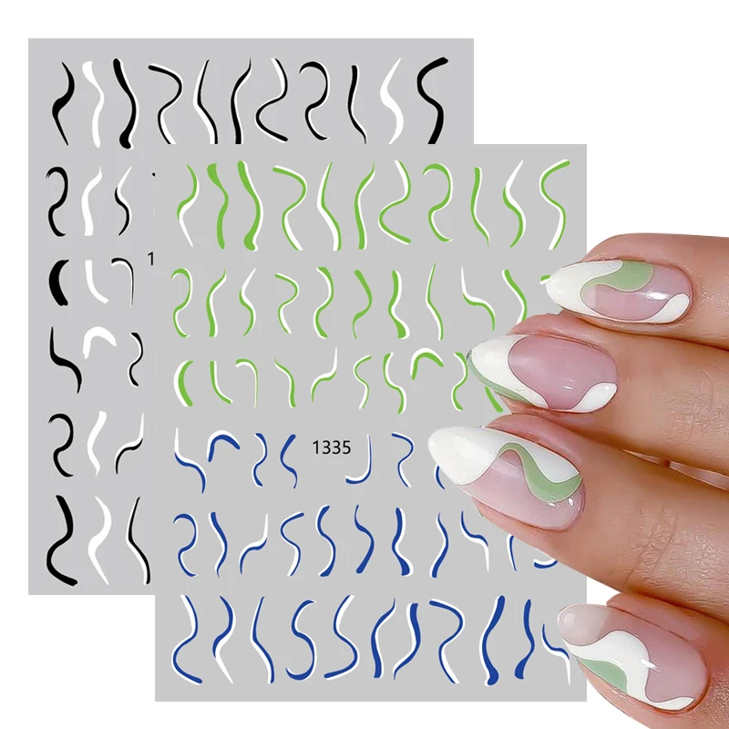 3d-наклейка для ногтей с крутящимися линиями геометрические нестандартные