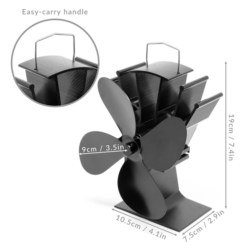 

SF104 4 Blades Heat Powered Stove Fan for Wood Log Burner Heater Fireplace Fuel Saving Quiet Ecofan