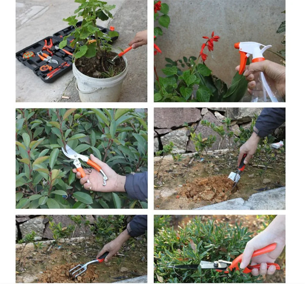 

10pcs Garden Tool Set And Bonsai Shovel Tools Set Garden Scissors With Gloves Gardening Gifts With Trowel Pruners high quality