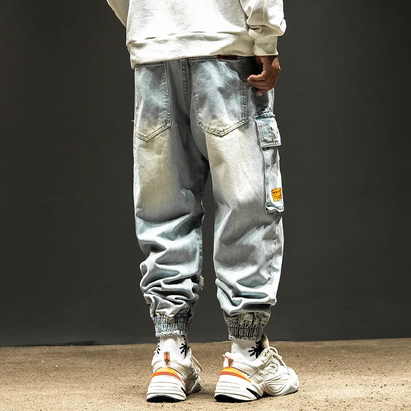 Джинсы мужские с вышивкой модные брендовые брюки-карго в стиле хип-хоп