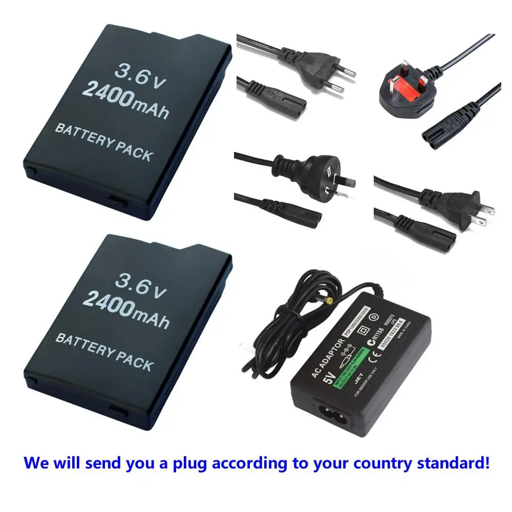 

ML1 2x Battery + EU/AU/US/UK AC Adapter charger FOR Sony PSP 3000 3001 3003 3004 Console Gamepad PlayStation Portable Controller