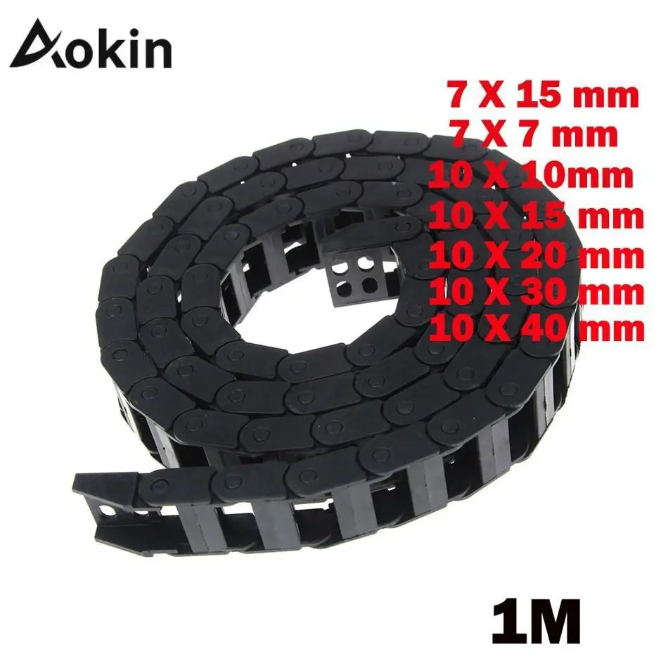 7 x 15mm 7*15mm 7X7 10 X 20 30 40 mm L1000mm Cable Drag Chain Wire Carrier with End Connectors for CNC Router Machine Tools