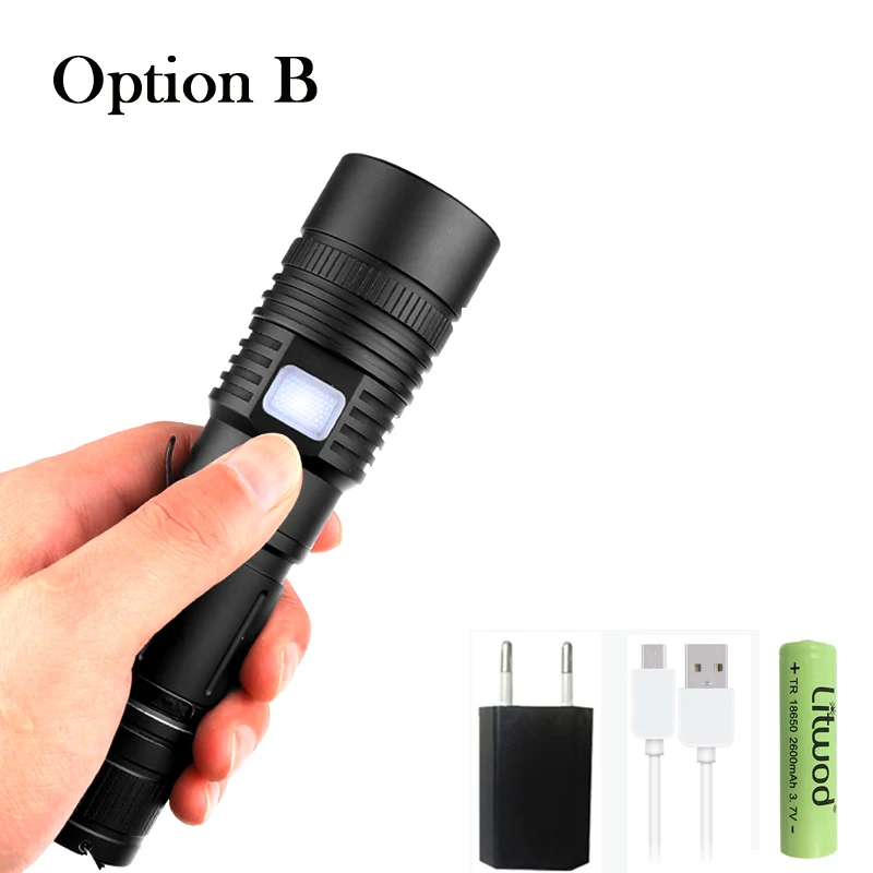 Option B Litwod Z40 80000lm xhp70.2& xhp50 самый мощный светодиодный фонарик 26650 фонарик USB фонарь 18650 охотничья лампа ручной свет - Испускаемый цвет: Option B