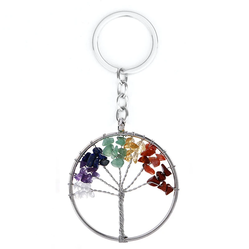 Chakra 1 Keychain 7 Чакра, кварцевый и из натурального камня, древо жизни, маятниковая подвеска, ожерелье для женщин, целебное хрустальное ожерелье, s подвески, ювелирные изделия рейки - Окраска металла: Chakra 1 Keychain