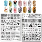 36 дизайнов пластины для стемпинга ногтей цветы листья мультфильм мрамор Геометрическая полоса рисунок шаблоны для маникюра украшения