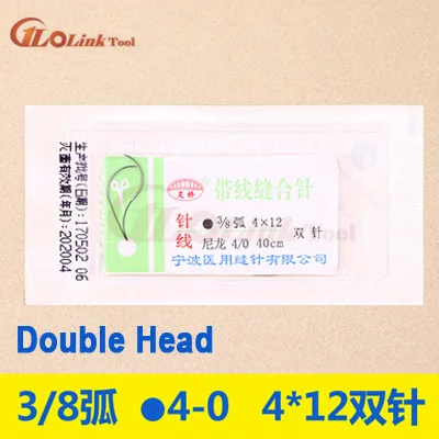 Round Suture needle surgery tool microsurgery nylon monofilament wire round harmless needle surgical instrument 10pc/set - Цвет: 3-8 4-0 4x12 Double