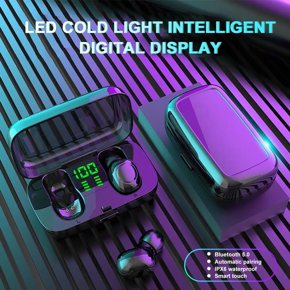 TWS IPX6 светодиодный цифровой Bluetooth 5,0 Спортивные Беспроводные наушники HIFI DSP CVC шумоподавление Музыкальная гарнитура для Xiaomi huawei samsung