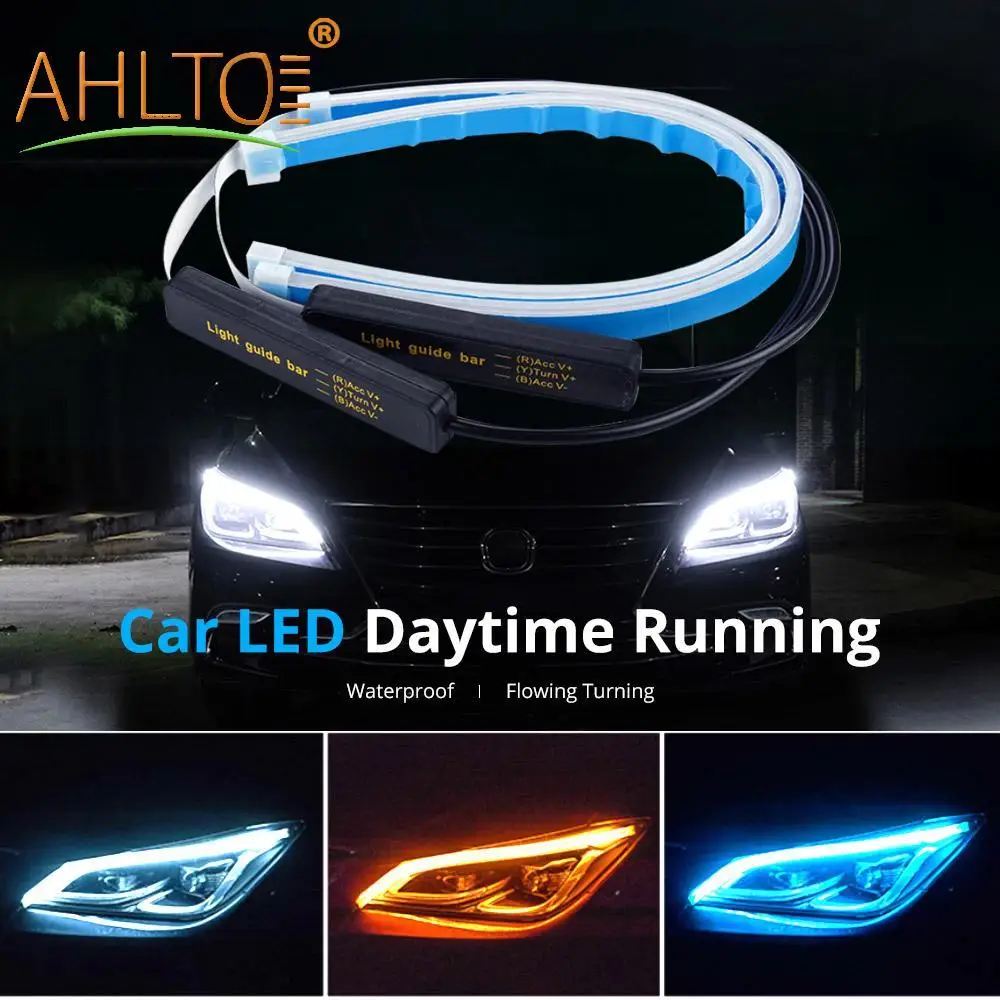 2 шт. DRL полосы Водонепроницаемый Изящные гибкие сигнал поворота 2835 SMD 12V