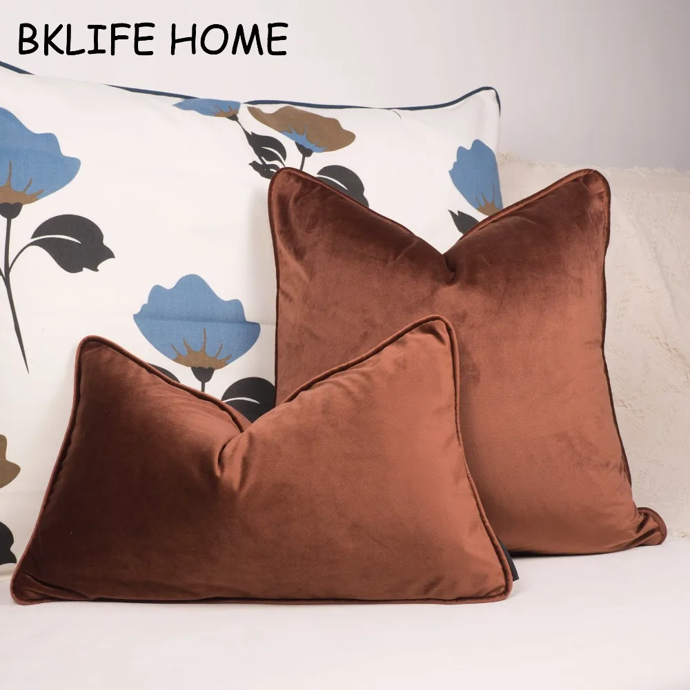 Funda de cojín de terciopelo con diseño de tubería, suave, marrón, para silla/sofá, decorativa para el hogar sin relleno