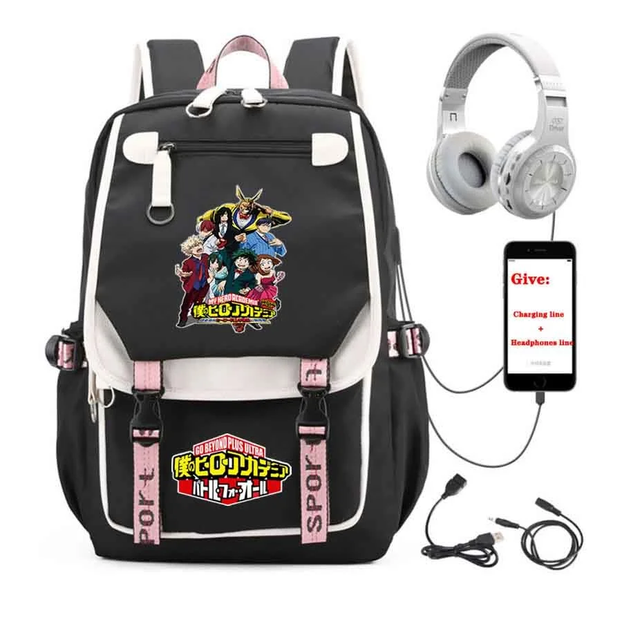 

anime My Hero Academia backpack Unisex Travel Backpack student School book Bag USB Charging teenagers Laptop packsack