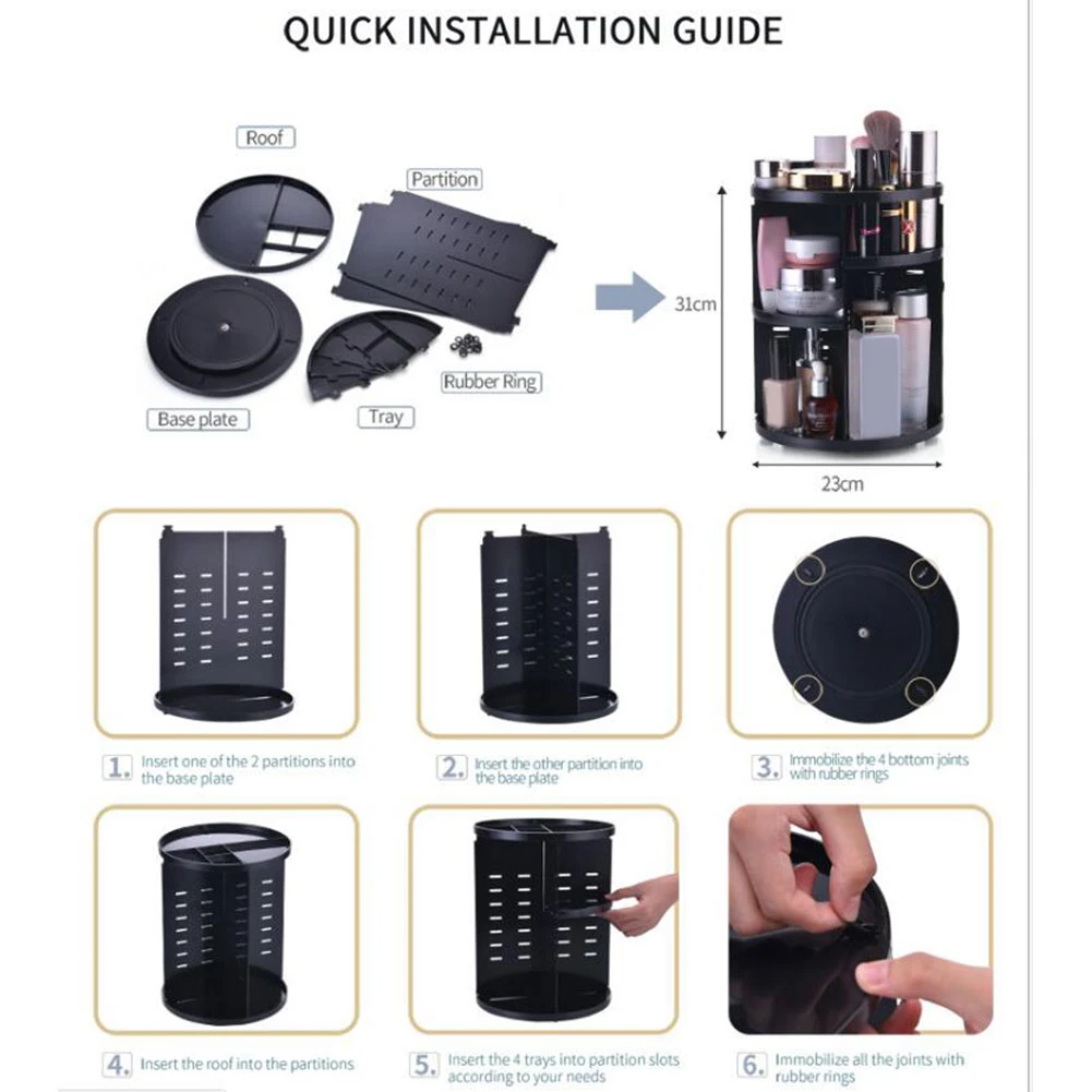 Модный вращающийся на 360 градусов Органайзер для макияжа пластиковый ящик