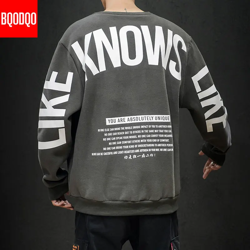 Хлопковые флисовые свитера пуловеры мужские зимние черные корейские с буквенным