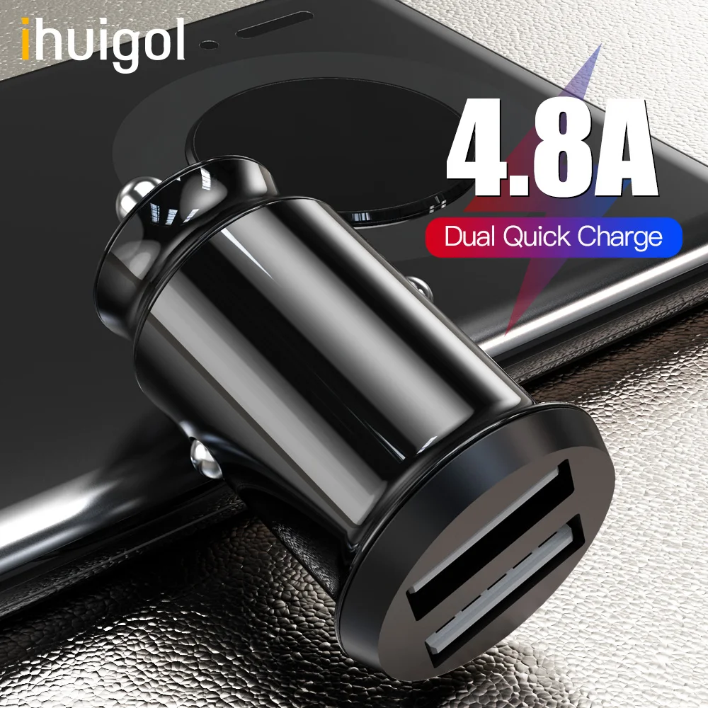

ihuigol 2 Ports 4.8A Car Charger Quick Charge 4.0 3.0 Mobile Phone Adapter Fast Charging For iPhone 12 11 Samsung Xiaomi Adapter