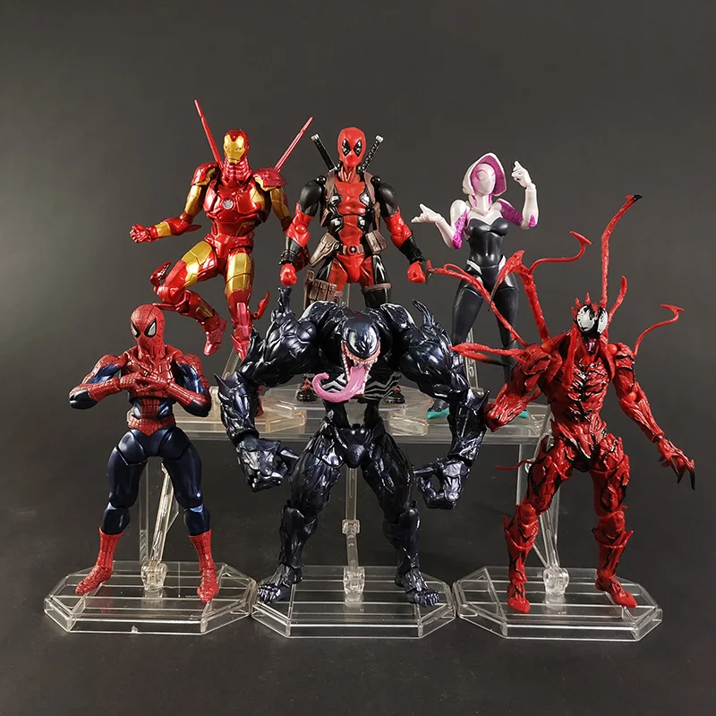 

Marvel Revoltech Spiderman Gwen Stacy Deadpool Venom Iron Man Captain America Carnage PVC Action Figure with Accessories