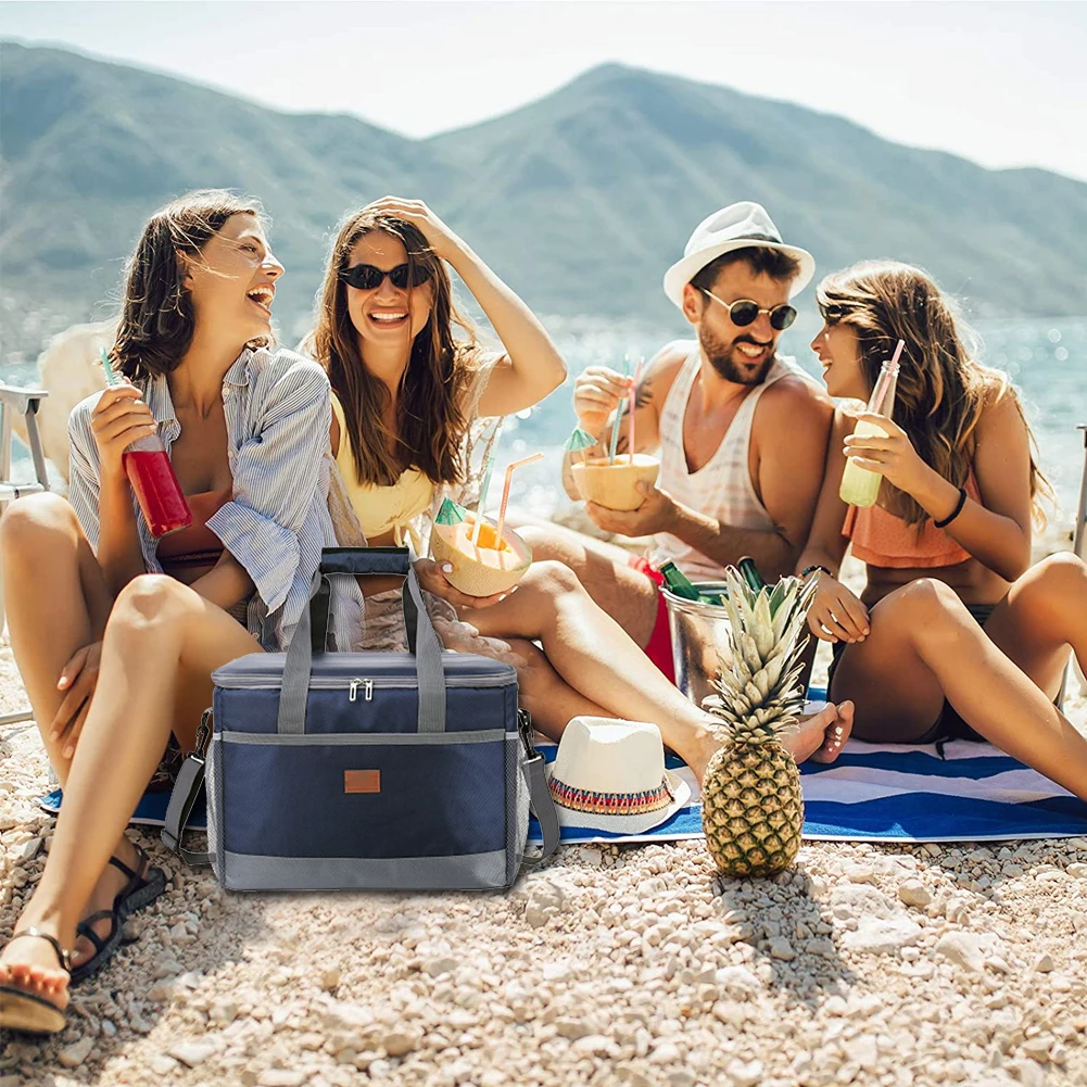 

Portable Insulated Cooler Bag 36L Picnic Basket Waterproof Lunch Tote Food Container With Shoulder Strap Lunch Bag For Camping