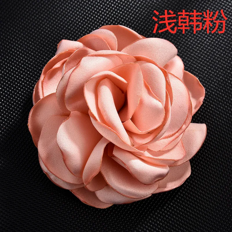 Light pink Корейский большой тканевый цветок розы броши ювелирные изделия Ткань Искусство орсаж Нагрудный значок рубашка воротник Подарки для женщин аксессуары 8 см - Окраска металла: Light pink