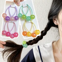 childrens hair accessories jk womens hair rim candy color hair rope round ball head rope braid rubber band headdress