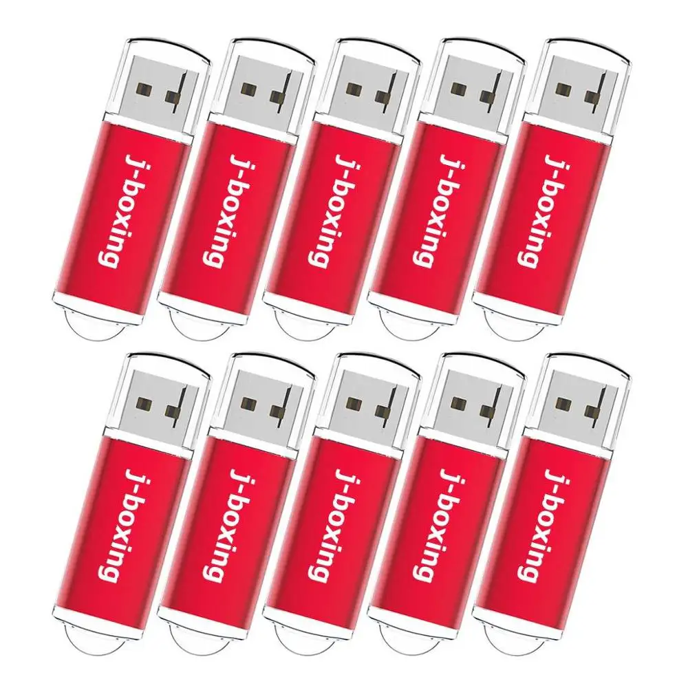 

J-boxing 10PCS 1GB USB Flash Drives Bulk 2GB Rectangle Thumb Drives 4GB 8GB USB Jump Drive 16GB 32GB Pendrives Red for Computer