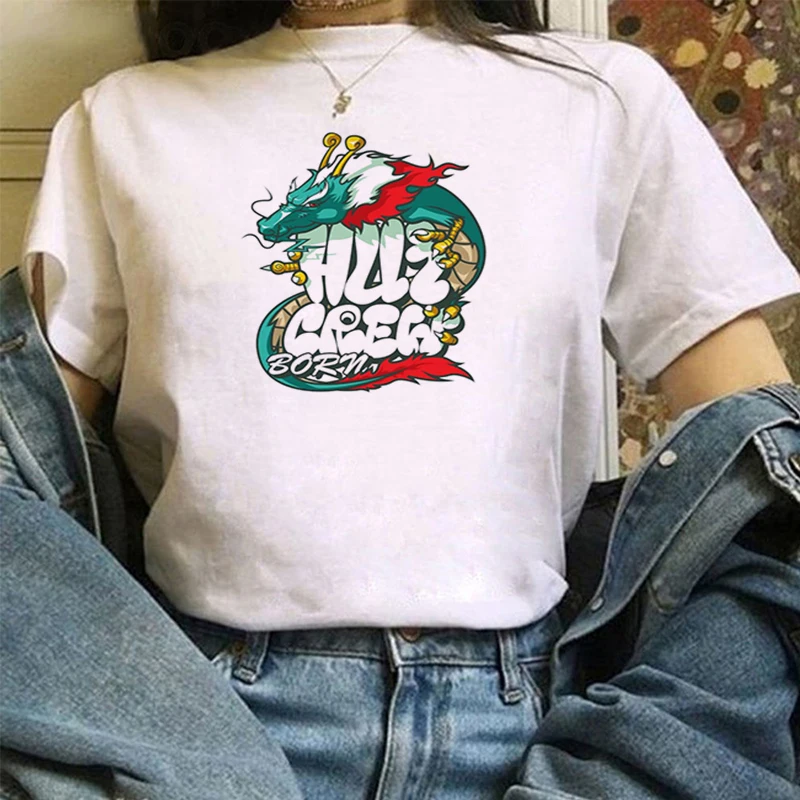 

Dragon T-shirts Short Sleeve Anime Tshirt Women-clothing Woman 2020 Summer With Sleeves Tops Short-sleeve T-shirt Women's White
