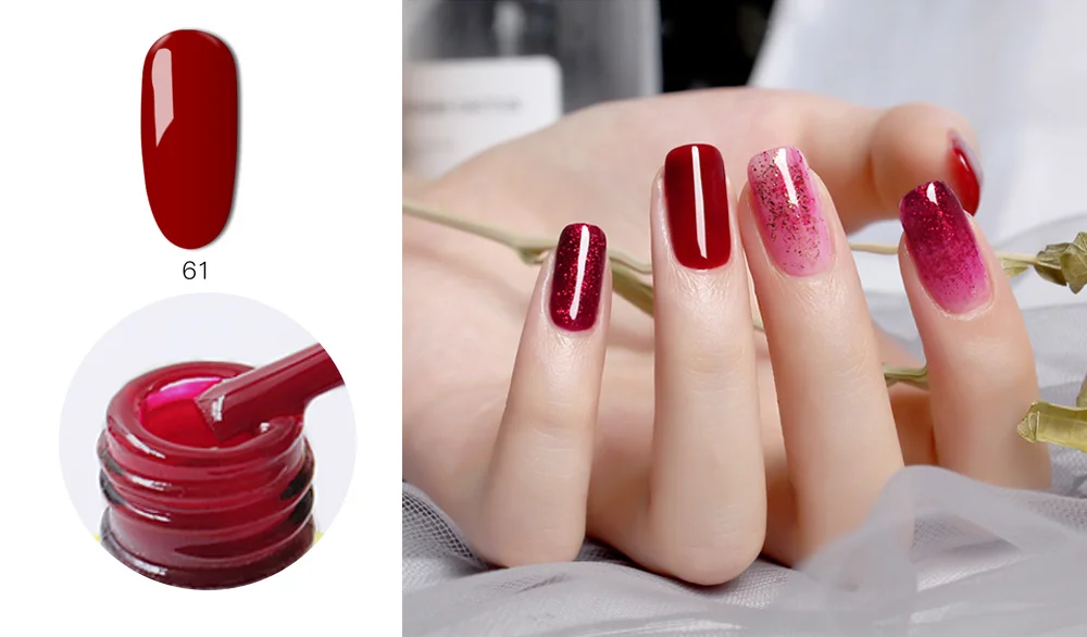 1 pc Nails Gel Polish Classic Red Soak Off Wine Red Color seires UV led lamp Hight quality Long Lasting Gel polish art nail