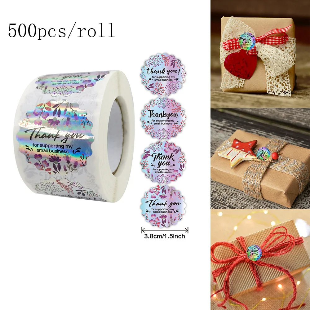 

500 шт./рулон, ярлыки с цветочным рисунком