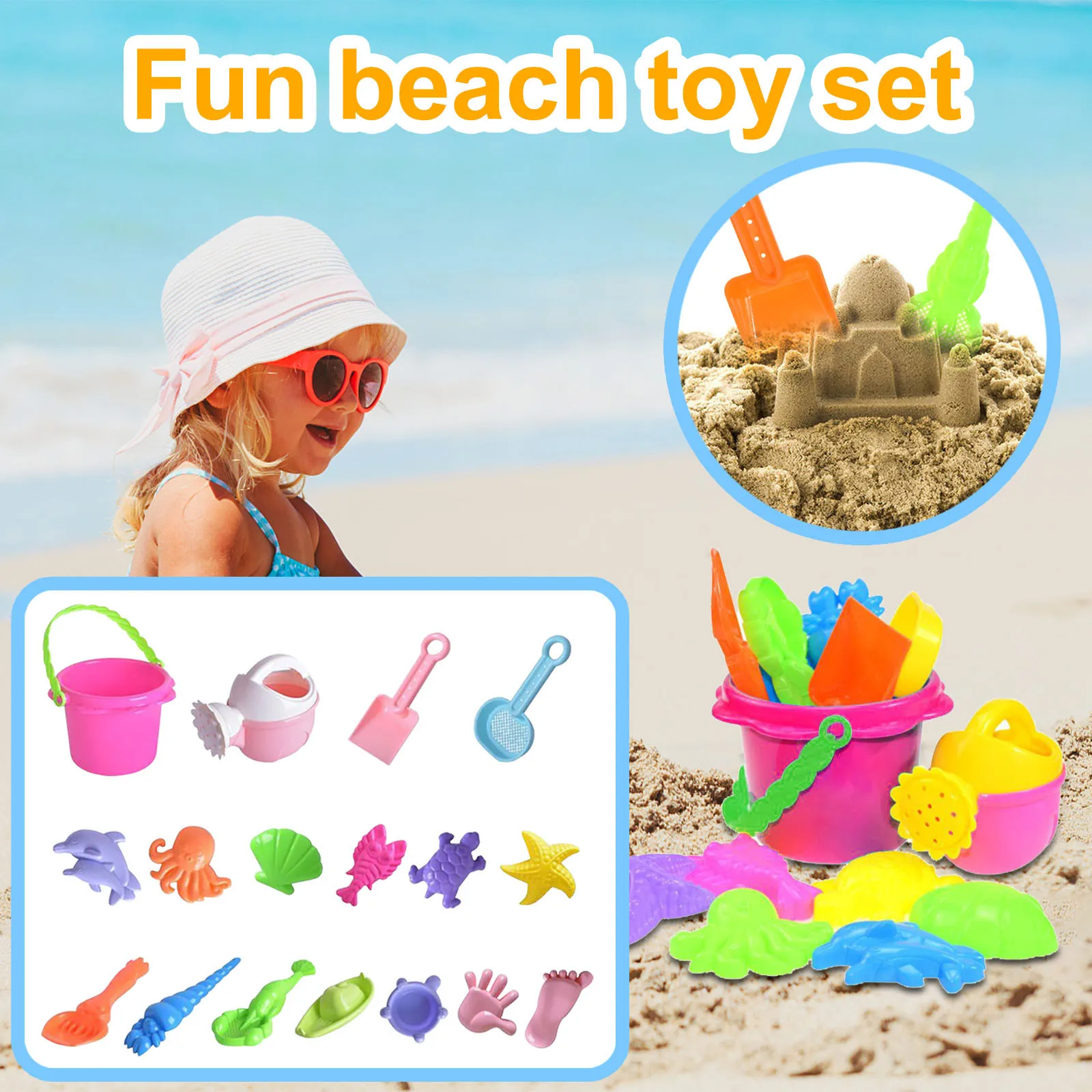 

10/13/17 Pieces Beach Toys Sand Toy Set Beach Tools Set Sand Playing Toys Bucket Sieve Shovel Rake Tool Gifts Juguetes Playa