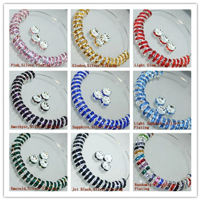 

100pcs Natural 8mm Straight Edge Rhinestone Loose Bead for DIY Jewelry Making