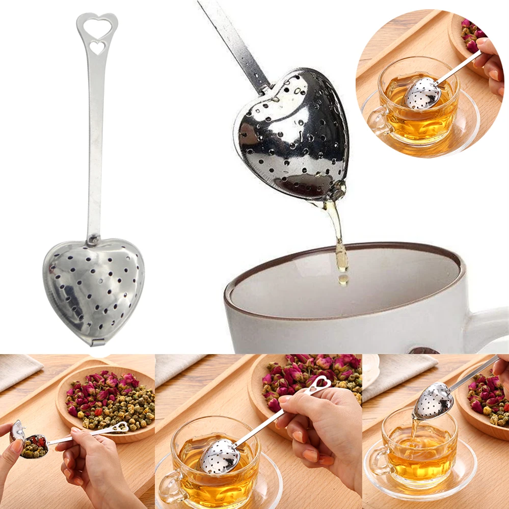 1 шт. ложка-ситечко для чая из нержавеющей стали практичная в форме сердца ситечко